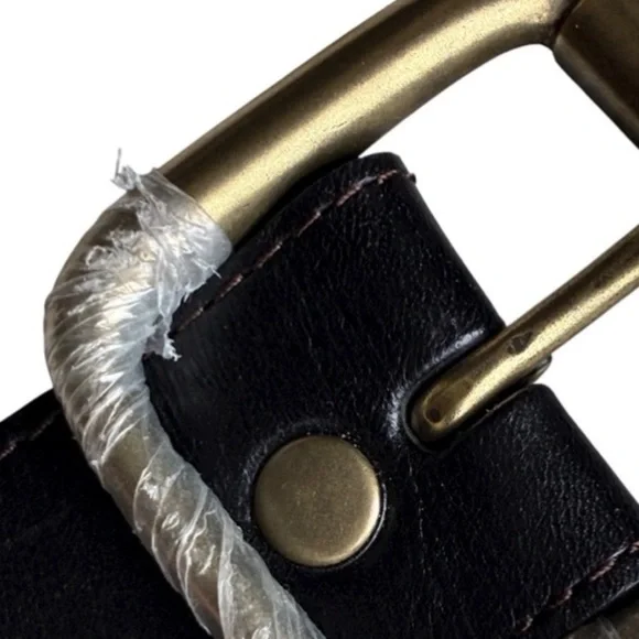 Linea Pelle Black Leather Belt Solid Brass Buckle Large NWOT - Picture 12 of 13